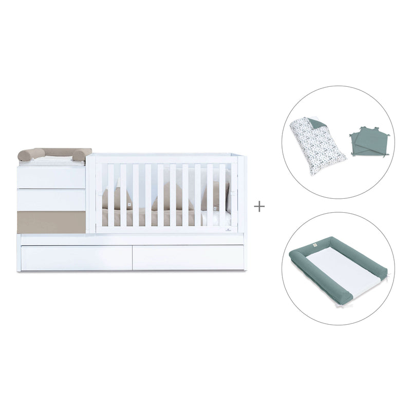 Beige/white convertible crib 70x140cm with drawers or trundle bed · Sero Kubo K551-M7753