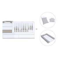 Beige/white convertible crib 70x140cm with drawers or trundle bed · Sero Kubo K551-M7753