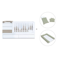 Beige/white convertible crib 70x140cm with drawers or trundle bed · Sero Kubo K551-M7753
