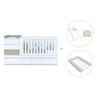 Convertible crib with trundle bed/drawers (70x140 cm) green-olive · Sero Kubo K551N-M7756