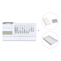 Convertible crib with trundle bed/drawers (70x140 cm) green-olive · Sero Kubo K551N-M7756