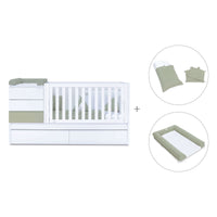 Convertible crib with trundle bed/drawers (70x140 cm) green-olive · Sero Kubo K551N-M7756