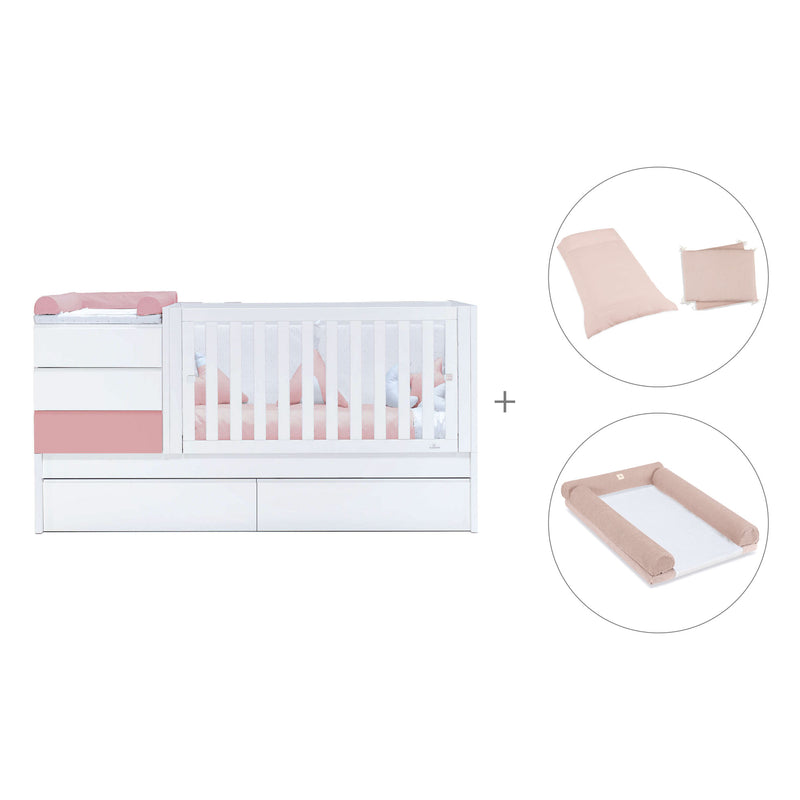 Verwandelbares Babybett 70x140 cm weiss/rosa · Sero Kubo Quarzo K551-M7759