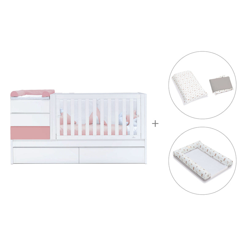 Verwandelbares Babybett 70x140 cm weiss/rosa · Sero Kubo Quarzo K551-M7759