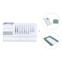 Grey/white convertible crib 70x140cm with drawers or trundle bed · Sero Kubo K551-M7778