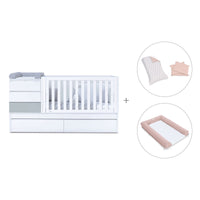 Grey/white convertible crib 70x140cm with drawers or trundle bed · Sero Kubo K551-M7778