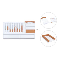 Convertible crib with trundle bed/drawers (70x140 cm) terracotta · Sero Kubo K551N-M7783