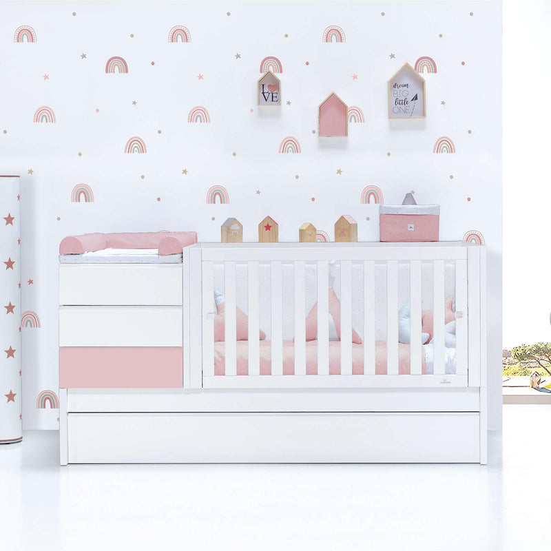 Convertible crib 70x140 cm white/light pink · Sero Kubo Flamingo K551-M7742