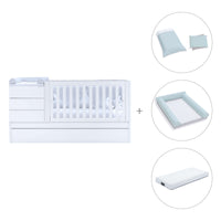 White convertible crib 70x140cm with drawers or trundle bed · Sero Kubo K551