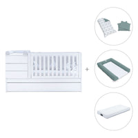 White convertible crib 70x140cm with drawers or trundle bed · Sero Kubo K551