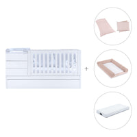 White convertible crib 70x140cm with drawers or trundle bed · Sero Kubo K551