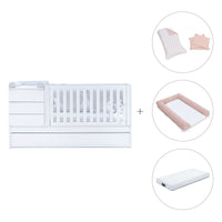 White convertible crib 70x140cm with drawers or trundle bed · Sero Kubo K551