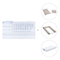 White convertible crib 70x140cm with drawers or trundle bed · Sero Kubo K551