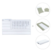 White convertible crib 70x140cm with drawers or trundle bed · Sero Kubo K551