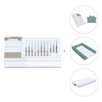 Beige/white convertible crib 70x140cm with drawers or trundle bed · Sero Kubo K551-M7753
