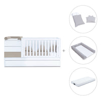 Beige/white convertible crib 70x140cm with drawers or trundle bed · Sero Kubo K551-M7753