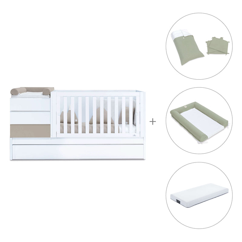 Beige/white convertible crib 70x140cm with drawers or trundle bed · Sero Kubo K551-M7753