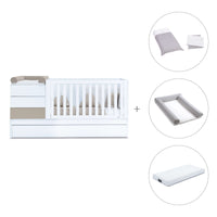 Beige/white convertible crib 70x140cm with drawers or trundle bed · Sero Kubo K551-M7753