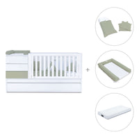 Convertible crib with trundle bed/drawers (70x140 cm) green-olive · Sero Kubo K551N-M7756