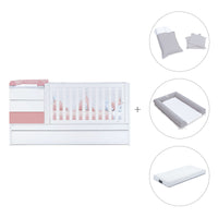 Verwandelbares Babybett 70x140 cm weiss/rosa · Sero Kubo Quarzo K551-M7759