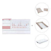 Verwandelbares Babybett 70x140 cm weiss/rosa · Sero Kubo Quarzo K551-M7759