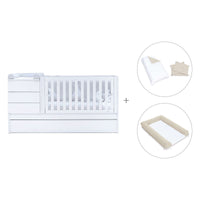 White convertible crib 70x140cm with drawers or trundle bed · Sero Kubo K551