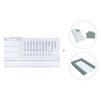 White convertible crib 70x140cm with drawers or trundle bed · Sero Kubo K551
