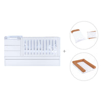 White convertible crib 70x140cm with drawers or trundle bed · Sero Kubo K551