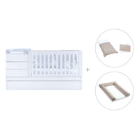 White convertible crib 70x140cm with drawers or trundle bed · Sero Kubo K551