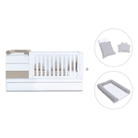 Beige/white convertible crib 70x140cm with drawers or trundle bed · Sero Kubo K551-M7753