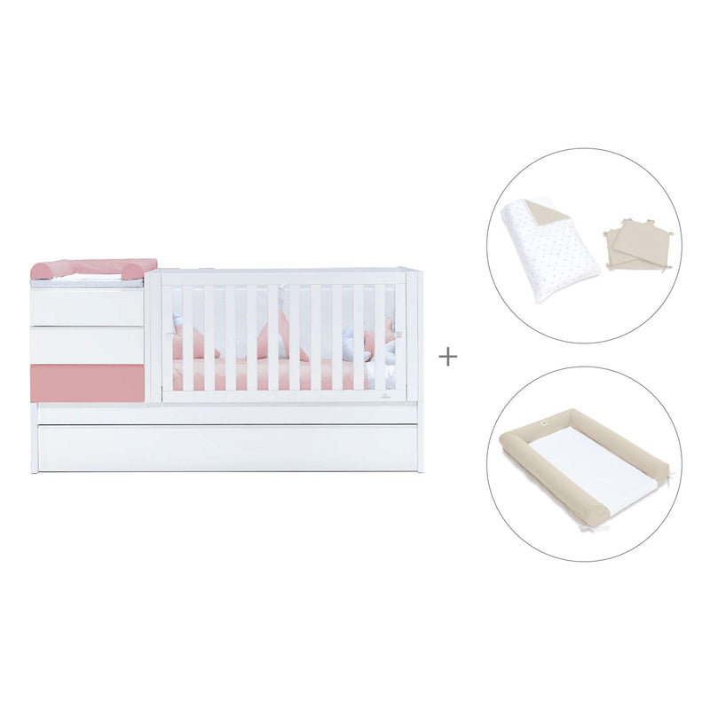 Verwandelbares Babybett 70x140 cm weiss/rosa · Sero Kubo Quarzo K551-M7759