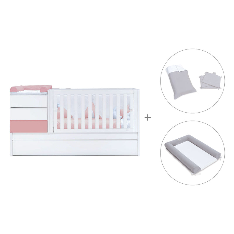 Verwandelbares Babybett 70x140 cm weiss/rosa · Sero Kubo Quarzo K551-M7759