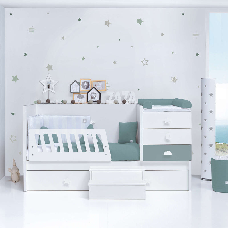 Convertible crib 70x140 cm white/eucalyptus · Sero Bubble Eucalyptus K554-M7757