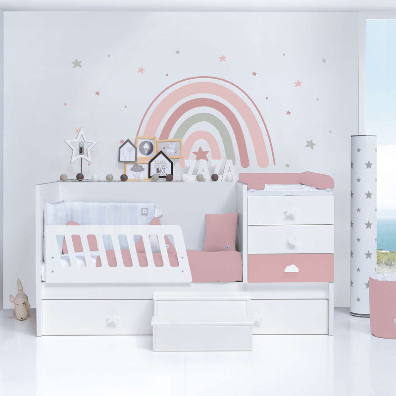 Convertible crib 70x140 cm white/pink · Sero Bubble Quarzo K554-M7759