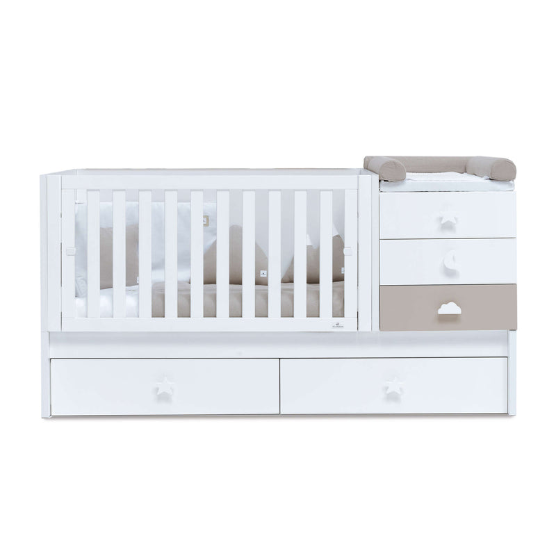 White/beige convertible crib with drawers/trundle bed · Sero Bubble K554-M7753