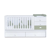 Convertible crib 70x140 cm white/green-olive · Sero Bubble Erba K554-M7756