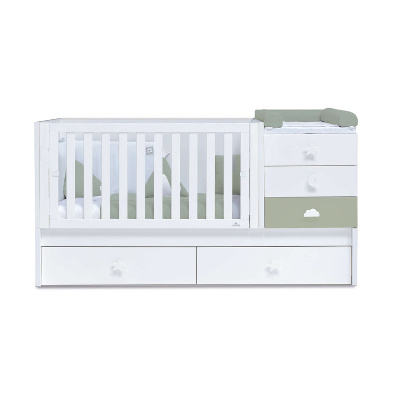 Convertible crib 70x140 cm white/green-olive · Sero Bubble Erba K554-M7756