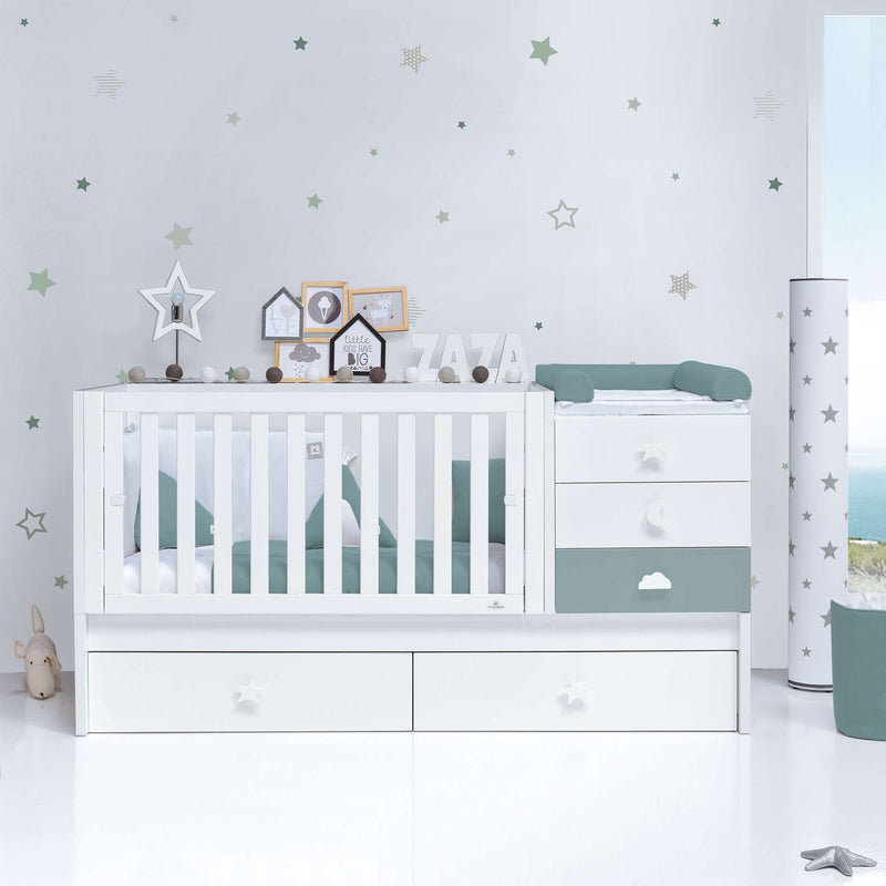 Convertible crib 70x140 cm white/eucalyptus · Sero Bubble Eucalyptus K554-M7757