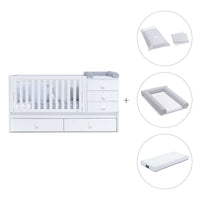 White convertible crib with drawers/trundle bed · Sero Bubble K554