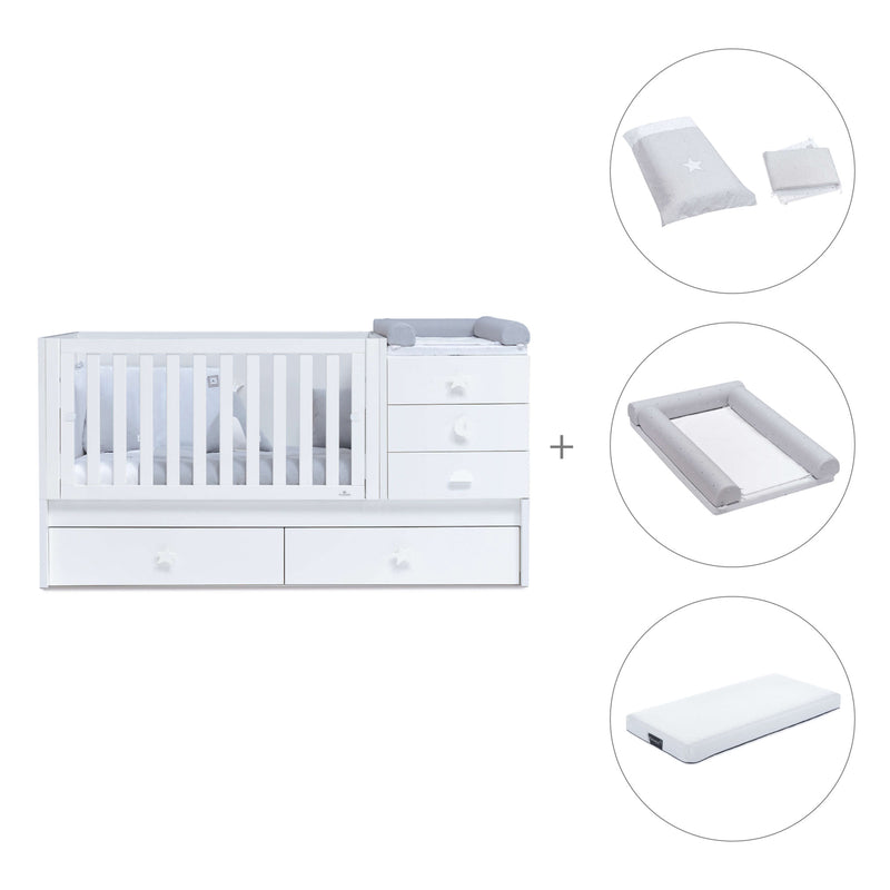 White convertible crib with drawers/trundle bed · Sero Bubble K554