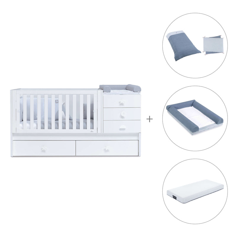 White convertible crib with drawers/trundle bed · Sero Bubble K554