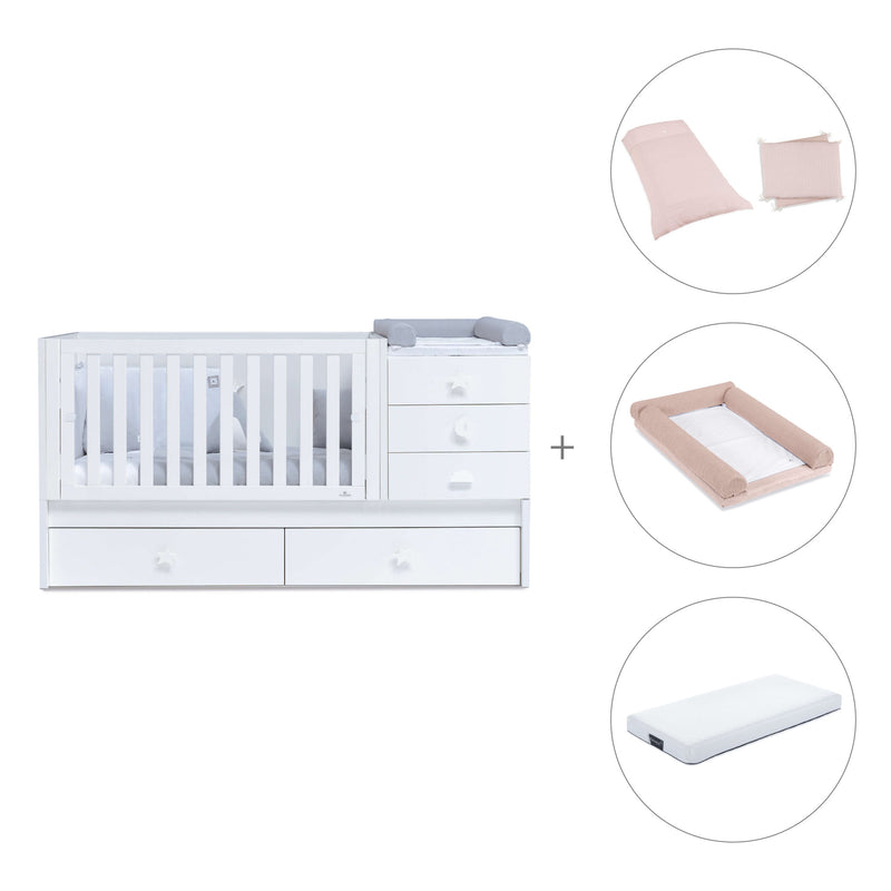 White convertible crib with drawers/trundle bed · Sero Bubble K554