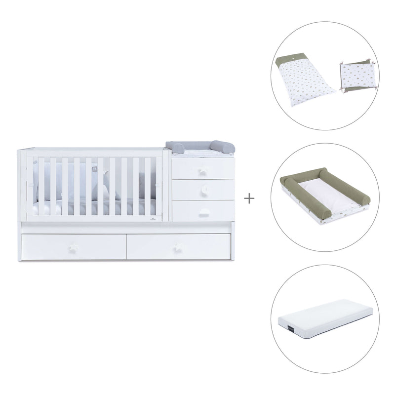 White convertible crib with drawers/trundle bed · Sero Bubble K554