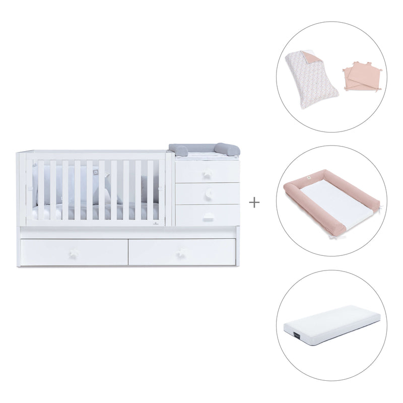 Convertível 70x140 cm com cama extra/gavetas em branco · Sero Bubble K554