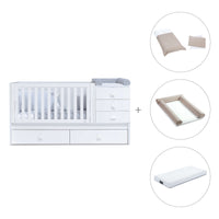 White convertible crib with drawers/trundle bed · Sero Bubble K554