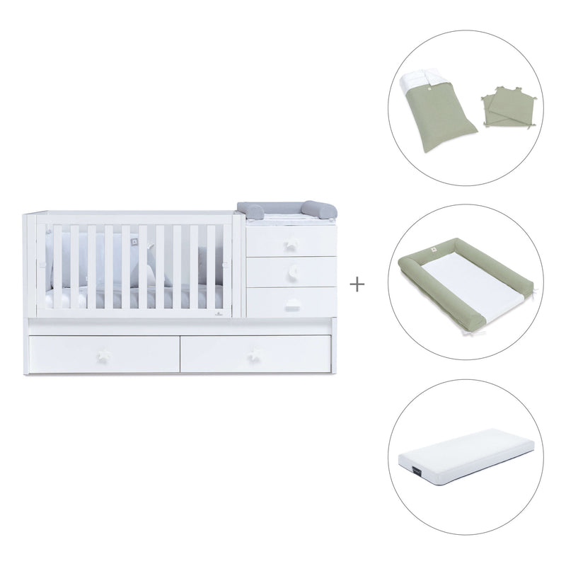 Convertível 70x140 cm com cama extra/gavetas em branco · Sero Bubble K554