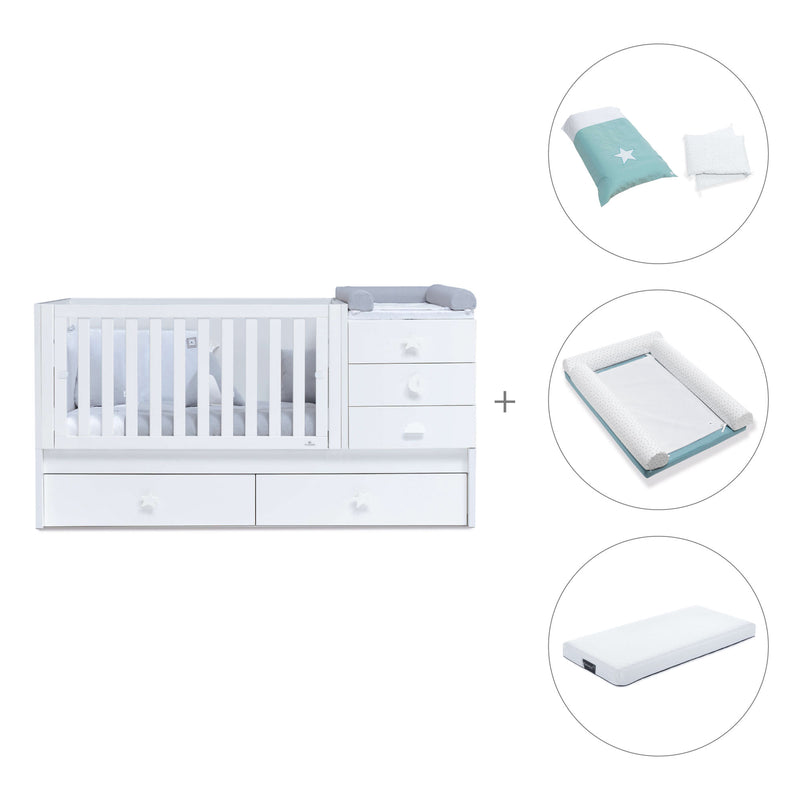 White convertible crib with drawers/trundle bed · Sero Bubble K554