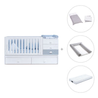 White/blue convertible crib with drawers/trundle bed · Sero Bubble K554-M7741