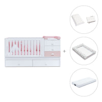 White/pink convertible crib with drawers/trundle bed · Sero Bubble K554-M7742