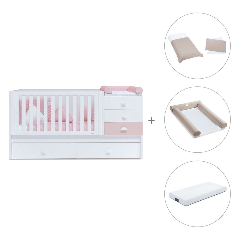 Convertível 70x140 cm com cama extra/gavetas em rosa · Sero Bubble K554-M7742
